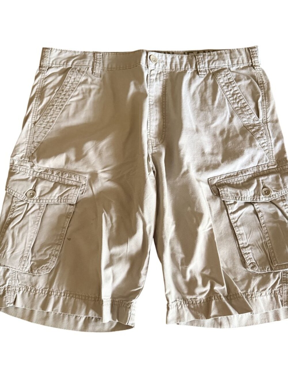 Calvin Klein Mens Beige Cargo Shorts Size 38 100% Cotton With Multiple Pockets
